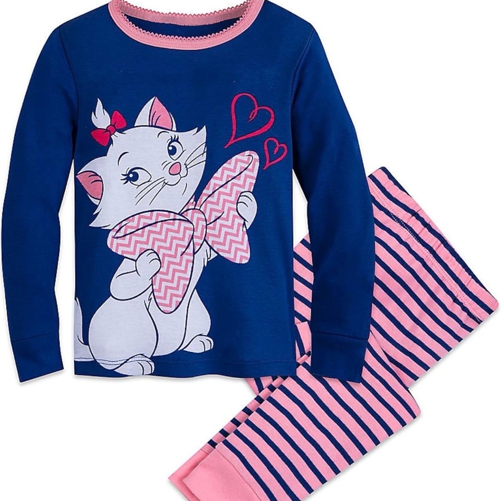 Disney Girls Aristocats Marie Blue and Pink Cat Pajamas